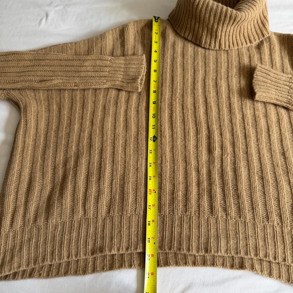 Ralph Lauren Blue Label 80 Wool 20 Cashmere Camel Tan Crop Boxy Knit Turtleneck - Picture 15 of 15